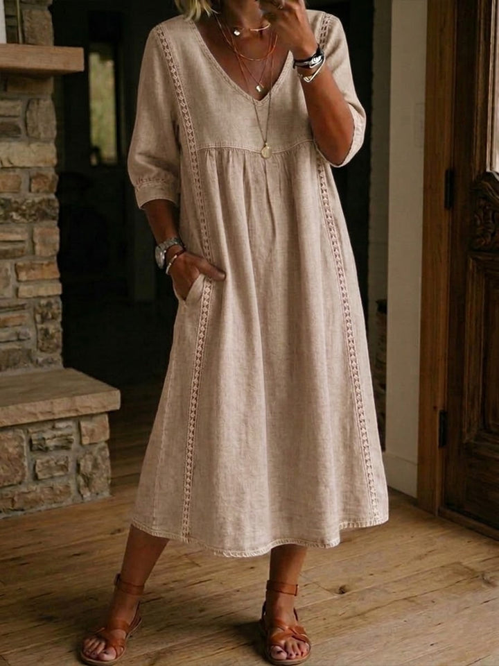 Nicole | Robe Midi Fluide à Décolleté en V