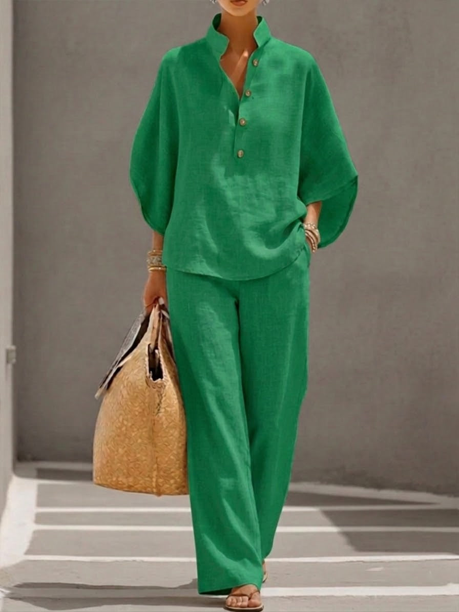 Ensemble printemps décontracté – chemise & pantalon large