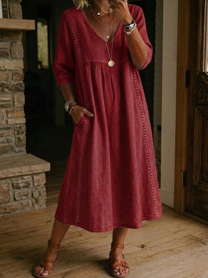 Nicole | Robe Midi Fluide à Décolleté en V