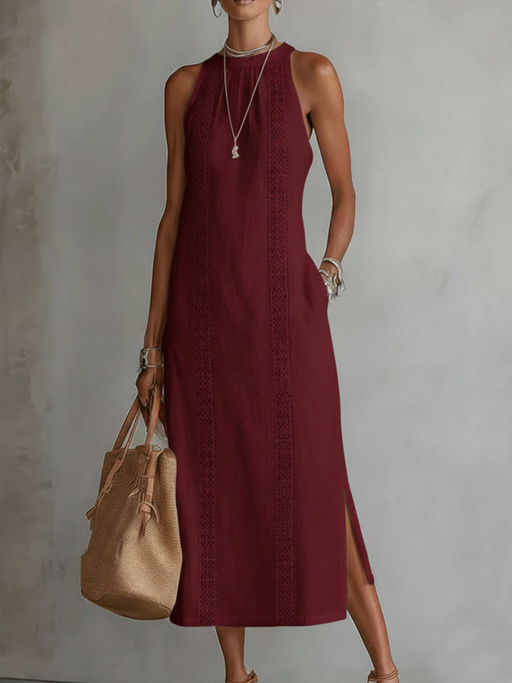 Jimena | Robe Midi Sans Manches Col Mao