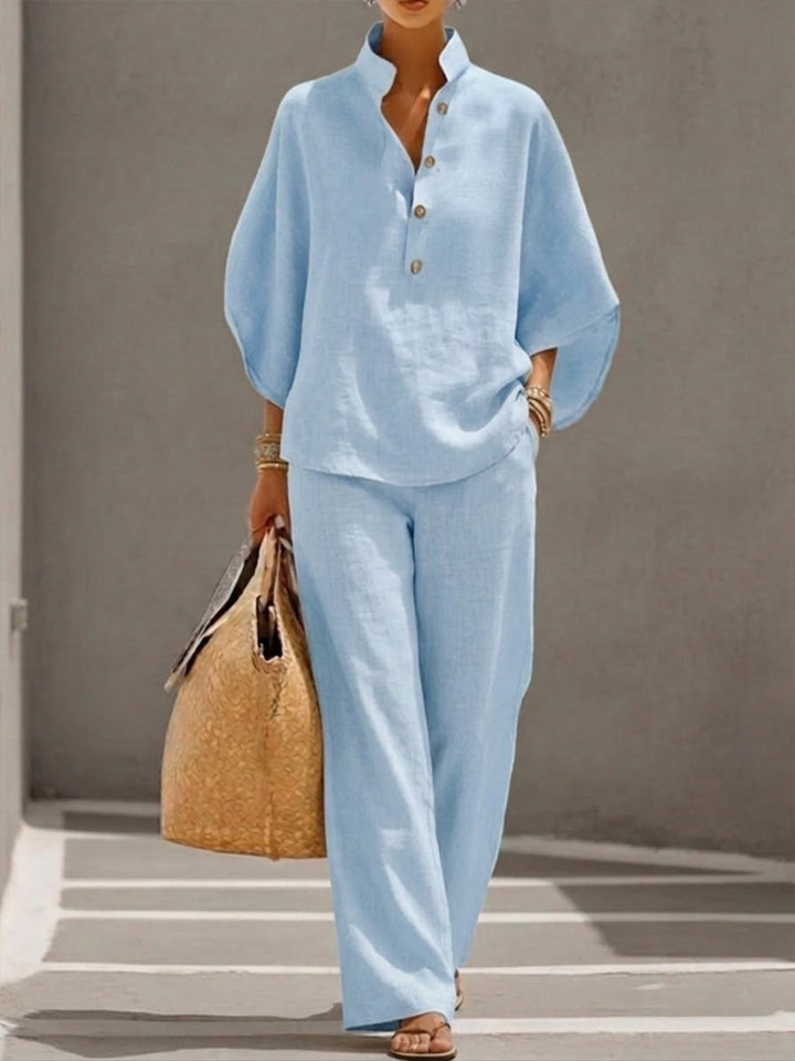 Ensemble printemps décontracté – chemise & pantalon large