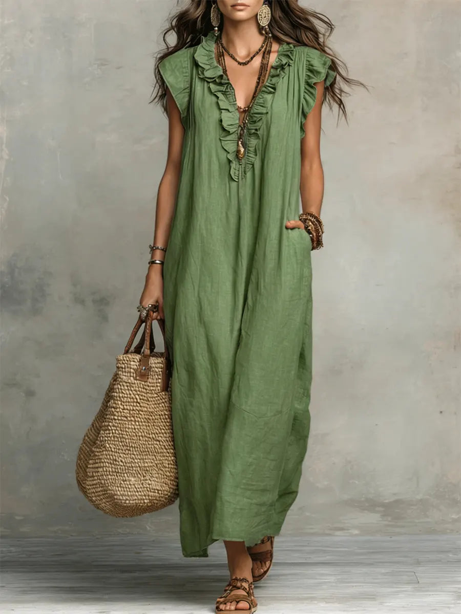 Camélia | Robe Longue Bohème Lin & Coton