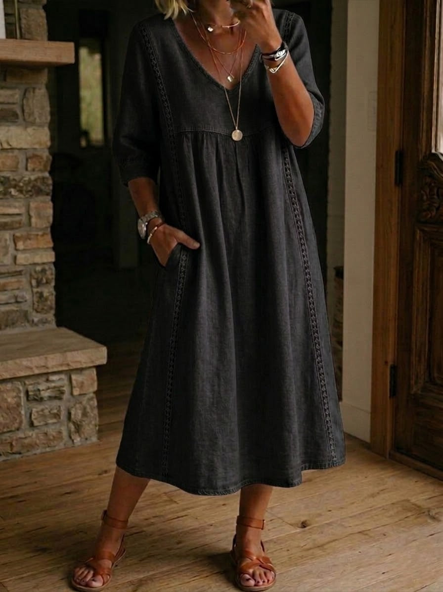 Nicole | Robe Midi Fluide à Décolleté en V