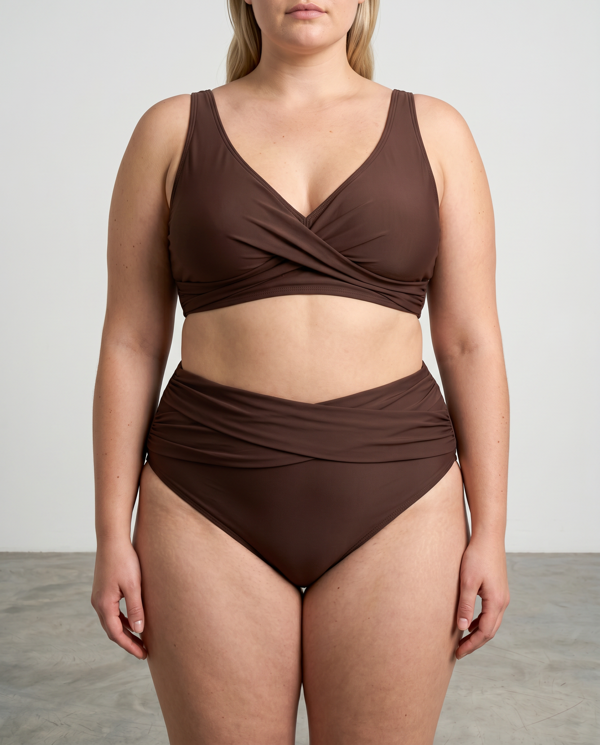 Isabelle | Bikini Taille Haute à Décolleté Croisé