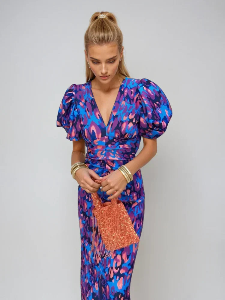 Oranit™ | Robe Colorée à Manches Plissées