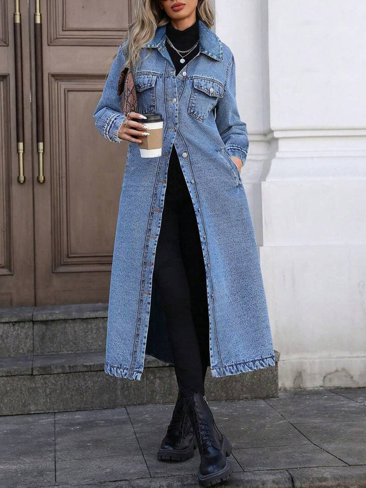 Maya | Veste en Denim Longue et Élégante