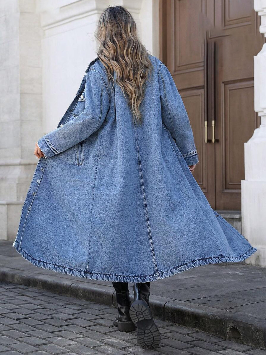 Maya | Veste en Denim Longue et Élégante