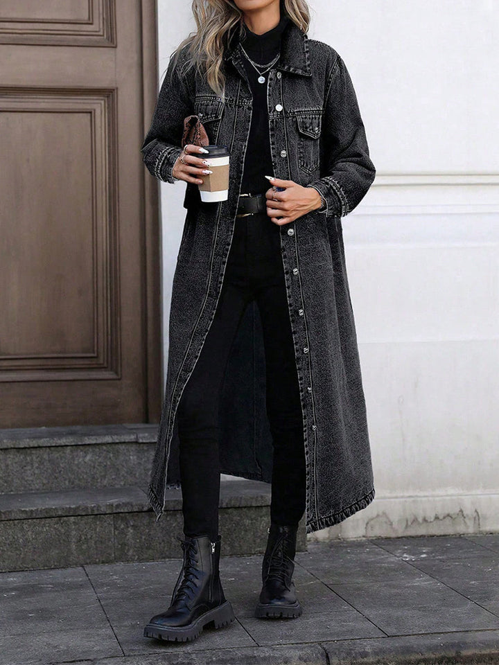 Maya | Veste en Denim Longue et Élégante