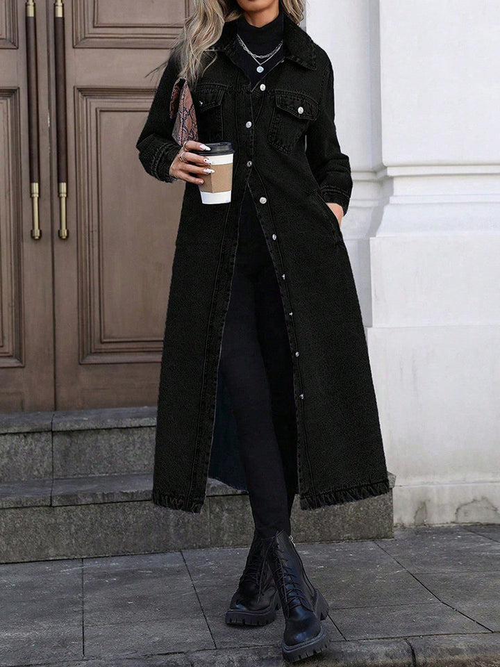 Maya | Veste en Denim Longue et Élégante