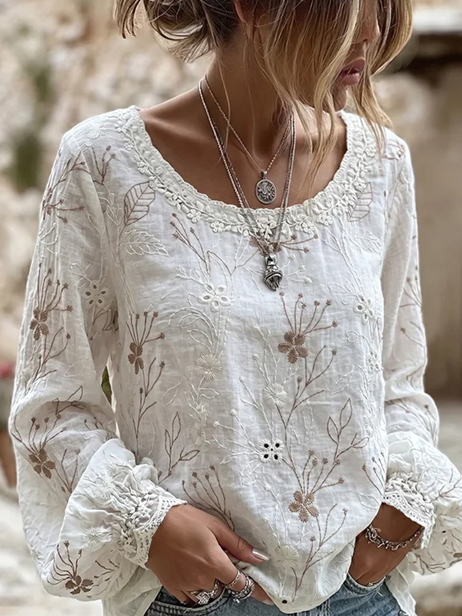 Herbier Doux™ | Top vintage fleuri en coton-lin