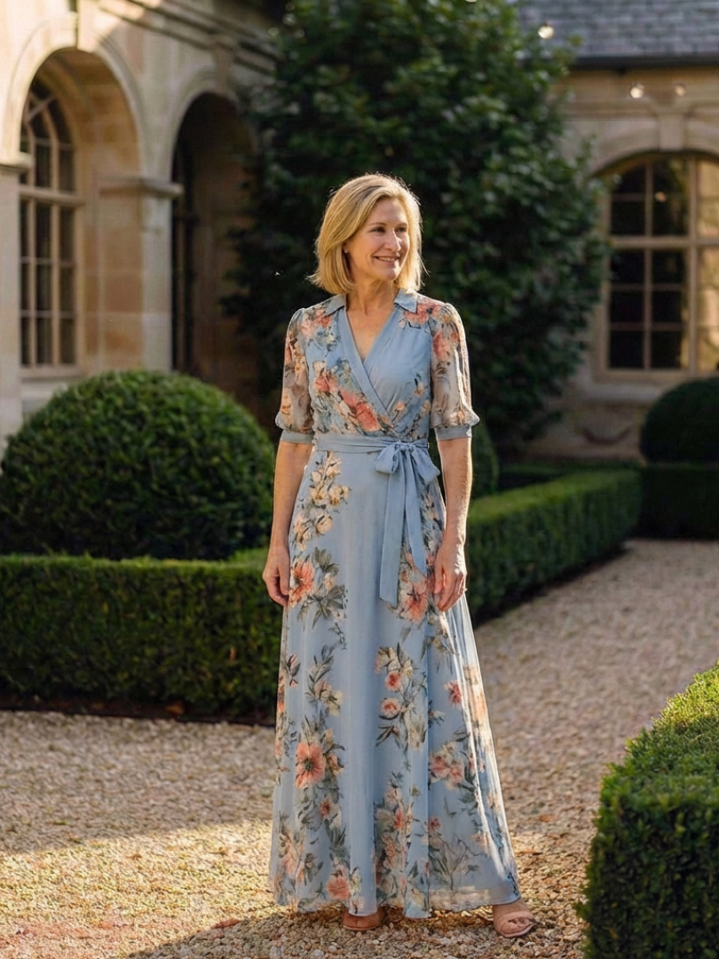 Elowen | Robe Maxi à Enveloppe à Col en V Floral